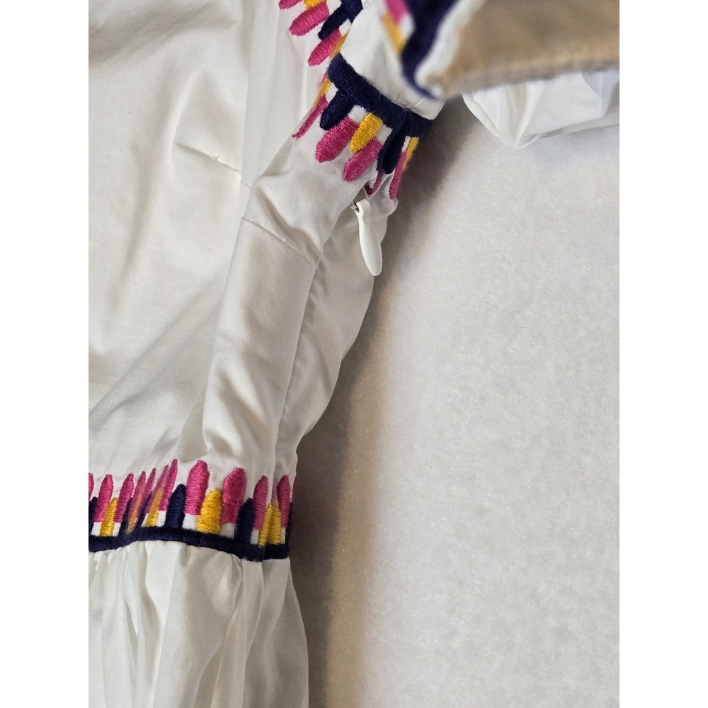 English Factory White Embroidered Mini Dress Puff Sleeve Square Neck Medium - Picture 3 of 9